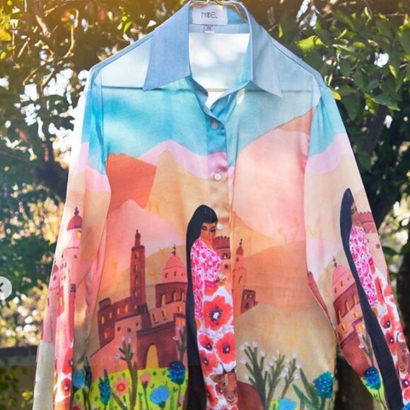 Fe Noel Lady of Imlil Button Front Blouse XS - Picture 2 of 7